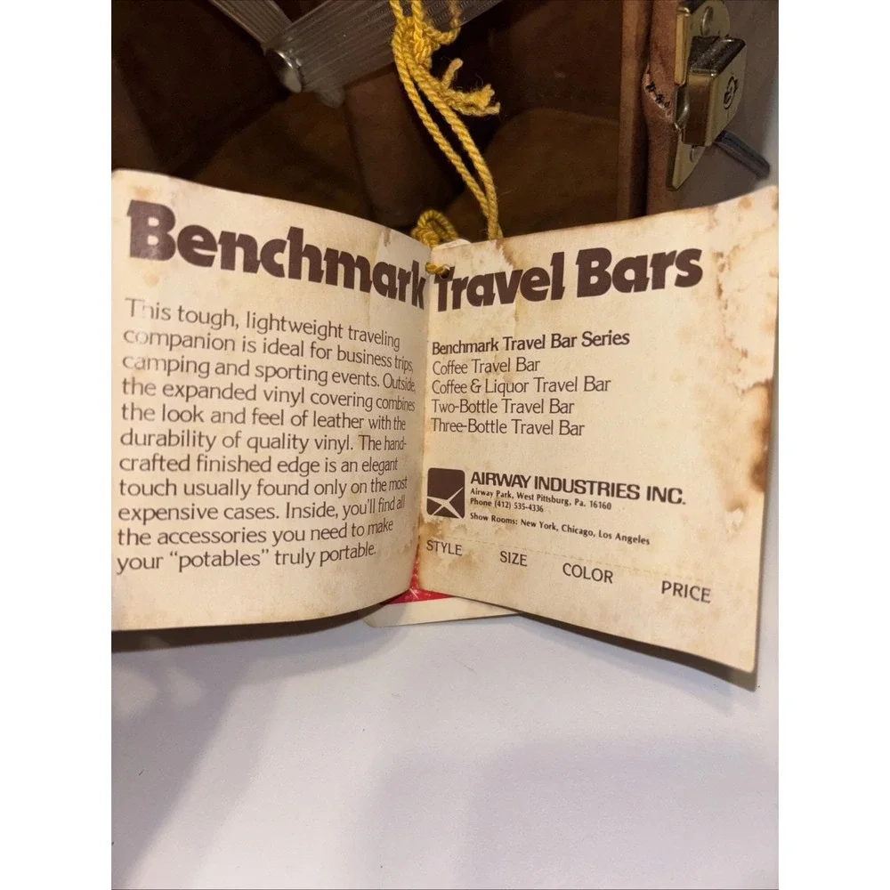 Vintage Benchmark Travel Bars Two Bottle Bar Brown Picnic